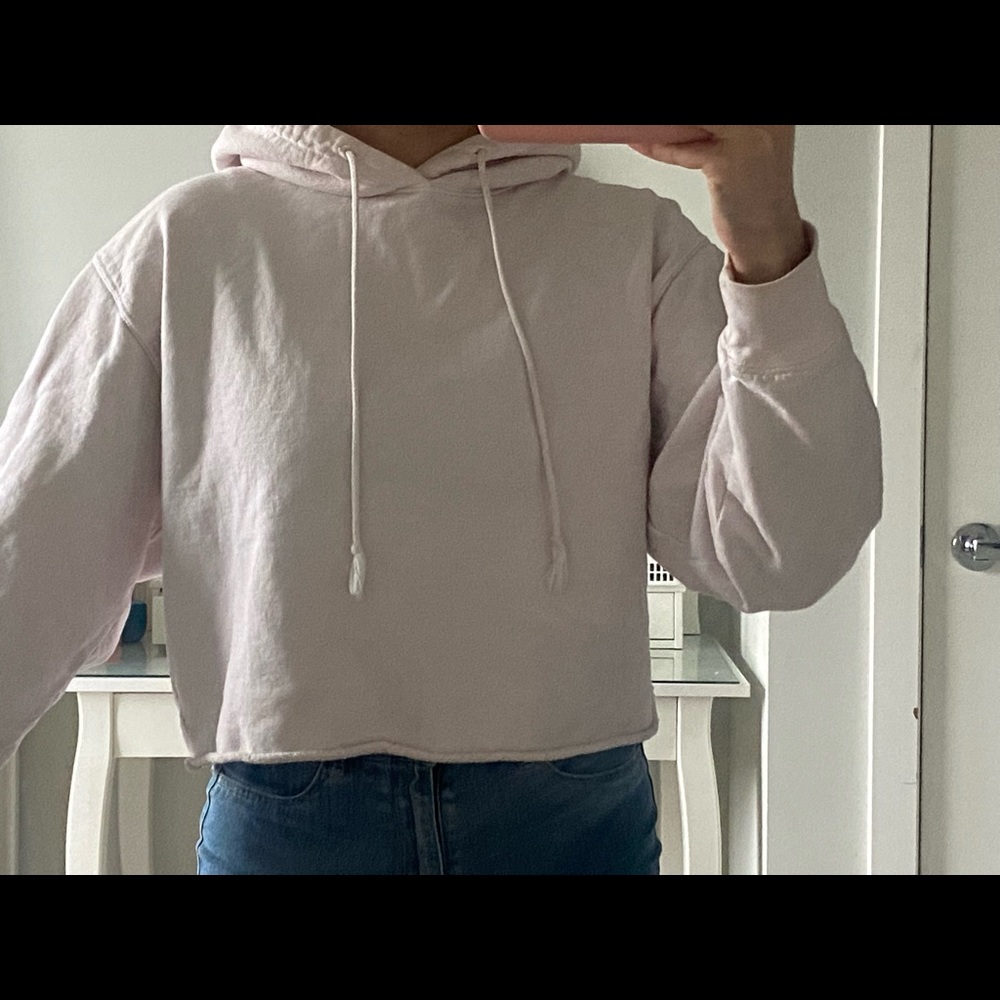 Brandy Melville/John Galt cropped pink hoodie